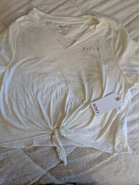 Roxy Women's White Tie-Front V-Neck Tee